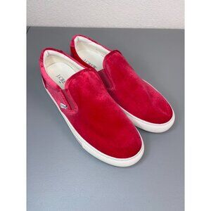 J. Crew women's 9 velvet road trip slip on sneakers in bright rose‎ pink